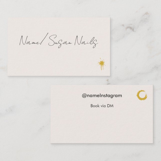 Carte De Visite Onglerie éditable Instagram esthétique beige (Devant / Derrière)
