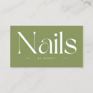 Carte De Visite Ongles Typographie Gras Vert Sauge 