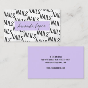 Carte De Visite Ongles violettes noires de marbre blanc