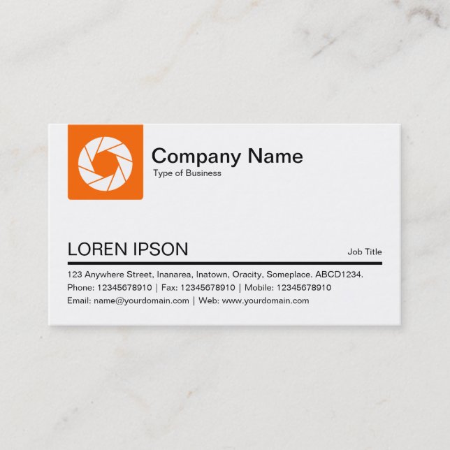 Carte De Visite Onglet Couleur - Orange - Symbole Ouverture blanch (Devant)