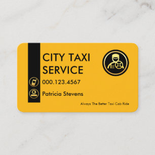 Carte De Visite Onglet de chauffeur de taxi jaune minimaliste