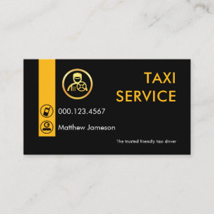 Carte De Visite Onglet de Conduite de Taxi Jaune Minimaliste