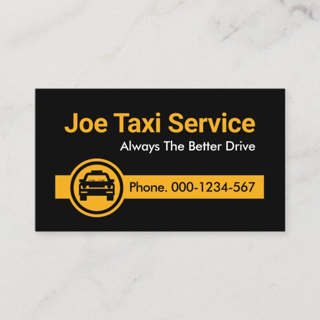 Carte De Visite Onglet Taxi simple jaune minimaliste (Devant)