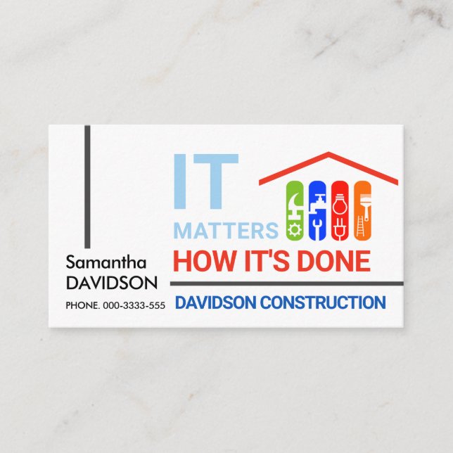 Carte De Visite Onglets de l'outil Handyman de cadre spécial (Devant)