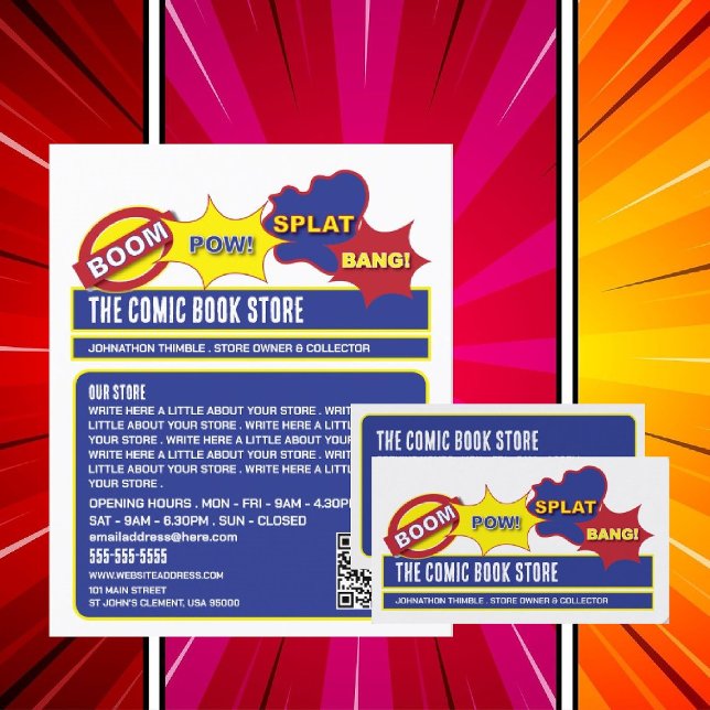 Carte De Visite Onomatopoeia Design - Magasin/Collecteur de bandes (Créateur téléchargé)