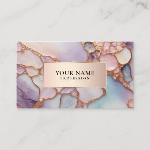 Carte De Visite Opal Agate Pierre & Marbre QR Code Luxe