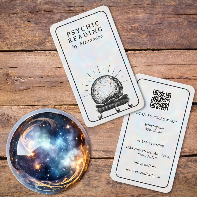 Carte De Visite Opal Crystal Ball Psychic Moyen code QR (Créateur téléchargé)