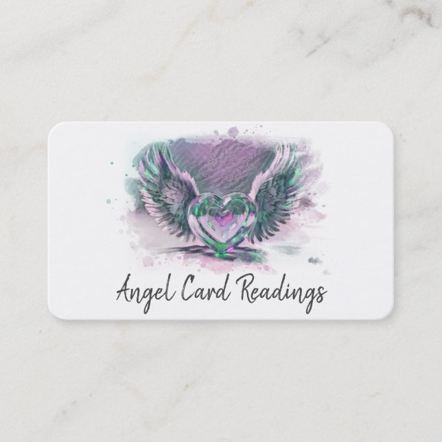 Carte De Visite *~* Opal Heart Angel Wings AP78 QR Pastel (Devant)