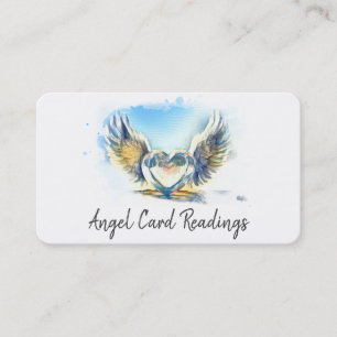 Carte De Visite *~* Opal Heart Gold Angel ailes AP78 QR Sky Blue
