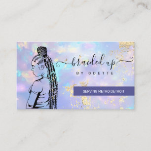 Carte De Visite Opal Holographic Hair Braider Stylist Hair Salon