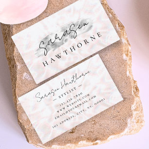 Carte De Visite Opal Pierre Argent Brush Stroke Luxe