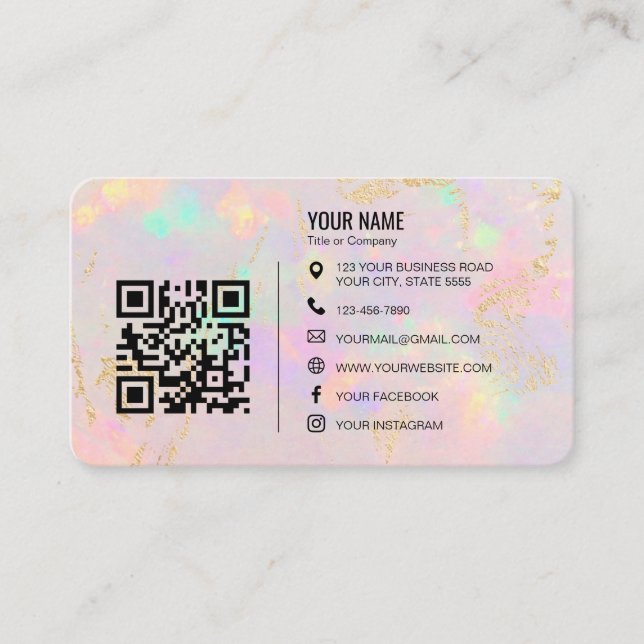 Carte De Visite opal stone Minimalist Professional Company Logo QR (Devant)