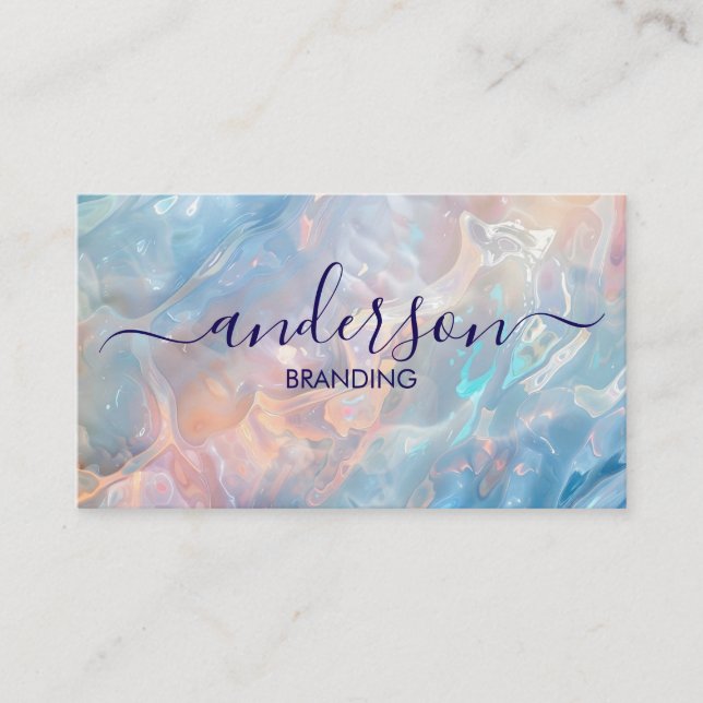 Carte De Visite Opal Stone texture Logo QR Code Business Card (Devant)