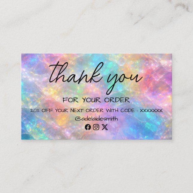Carte De Visite opal stone thank you business card (Devant)