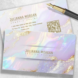 Carte De Visite Opale chic Abstrait avec code QR ID1147
