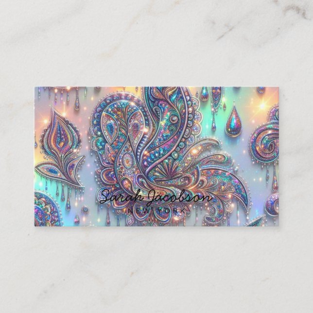 Carte De Visite Opale de luxe Paisley Diamant  (Devant)