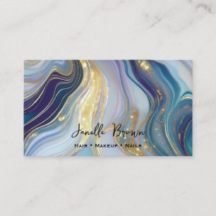 Carte De Visite Opalescent Luxueux et Marbre Pailleté Or