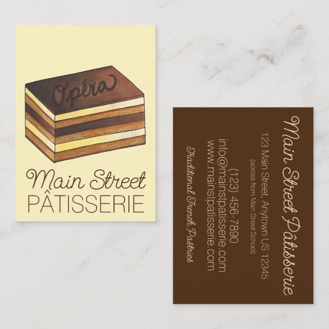 Carte De Visite Opéra pâtisserie pâtisserie pâtisserie pâtisserie  (Devant / Derrière)