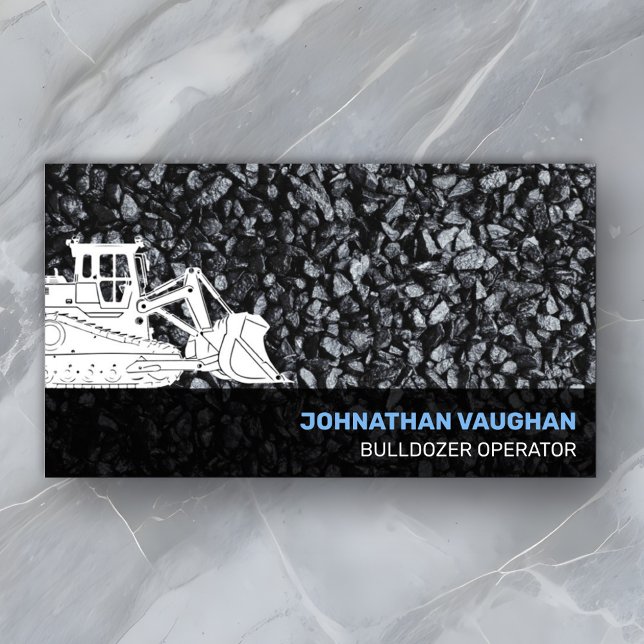 Carte De Visite Opérateur de bulldozer Gras Professionnel de const (General Construction Business Card with heavy equipment bulldozer operator, Modern professional bold)
