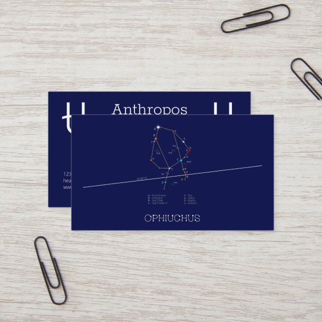 Carte De Visite Ophiuchus de constellation zodiaque (Devant/Arrière en situation)