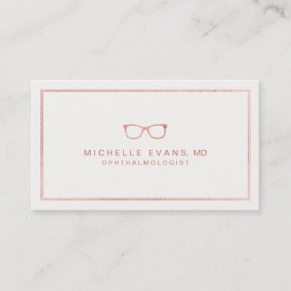 Carte De Visite Ophtalmologiste Rose Gold et Ivory Lunettes de vue