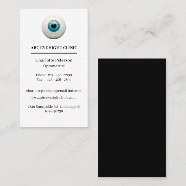 Carte De Visite Ophtalmologue de l'oeil -Optométriste (Devant / Derrière)