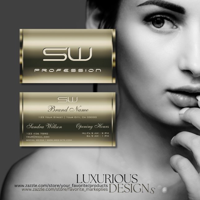 Carte De Visite Optique Platinum de luxe et Monogramme 3D Faux (Créateur téléchargé)