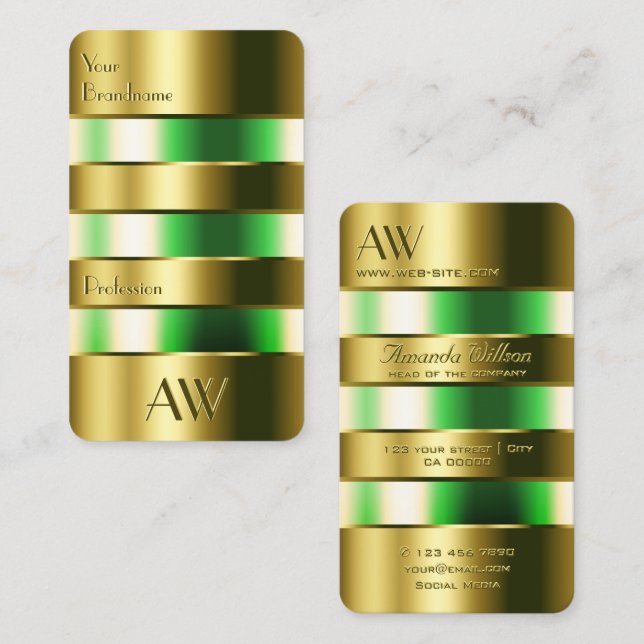 Carte De Visite Optiques à réservoir en verre d'or Liquides verts  (Devant / Derrière)