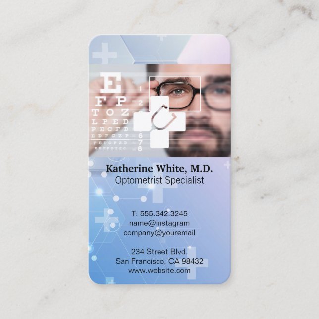 Carte De Visite Optométrie | Graphique visuel | Docteur (Devant)
