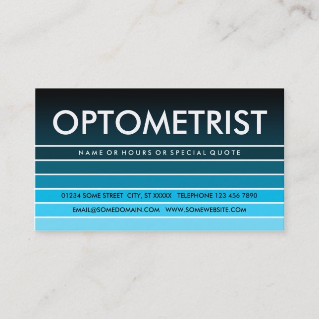 Carte De Visite OPTOMÉTRISTE D'ÉCHANGE Bleu (Devant)