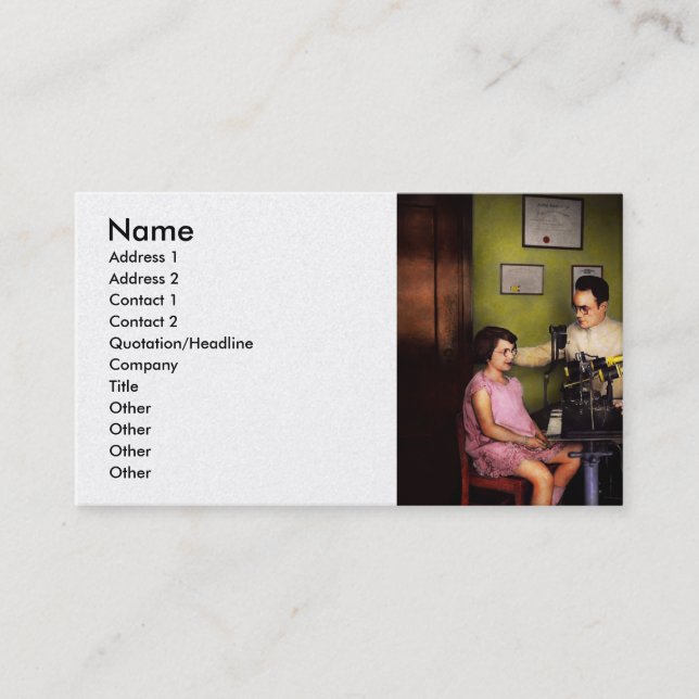 Carte De Visite Optométriste - Examen ophtalmologique 1929 (Devant)