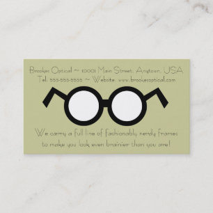 Carte De Visite Optométriste moderne Nerdy Rond Lunettes noires
