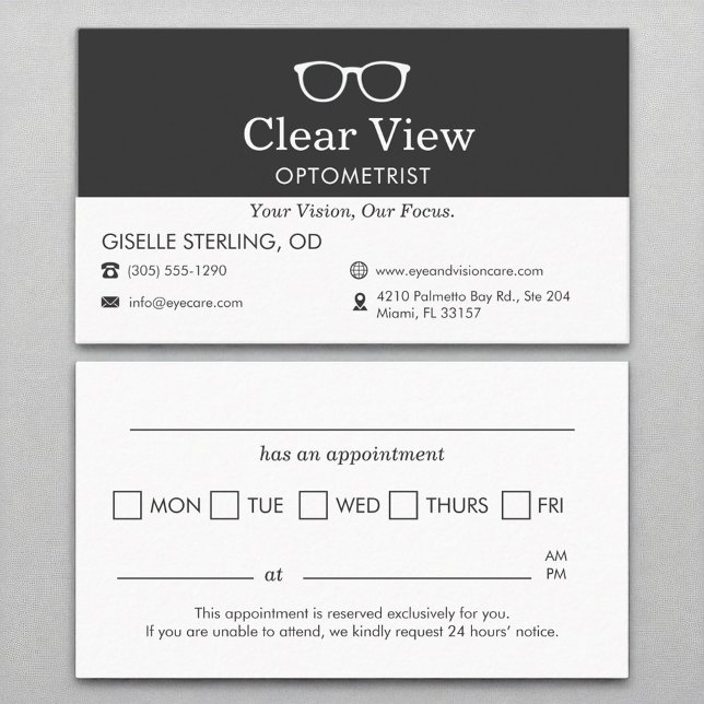 Carte De Visite Optométriste Verre Oeil Bureau Rappel de rendez-vo (Créateur téléchargé)