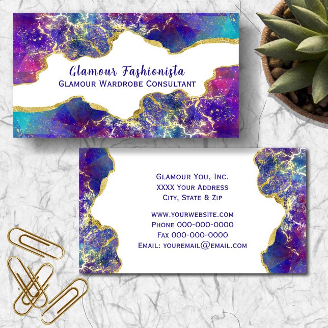 Carte De Visite Opulent Aquarelle Fire Optique Design de pierre pr (Fire Opals and Gold Glitzy White Background Business Cards)