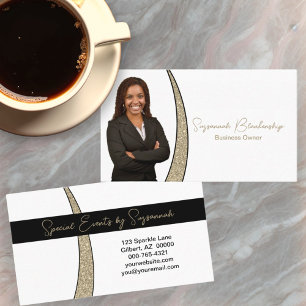 Carte De Visite Or Argent de Faux Éclat Photo Professionnelle