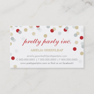 CARTE DE VISITE : : or argenté rouge de confettis