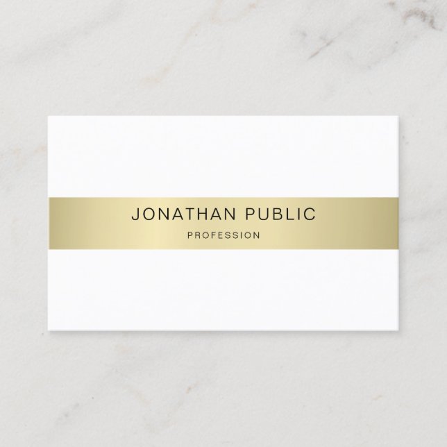 Carte De Visite Or Blanc Élégant Moderne Simple Modèle Minimal (Devant)