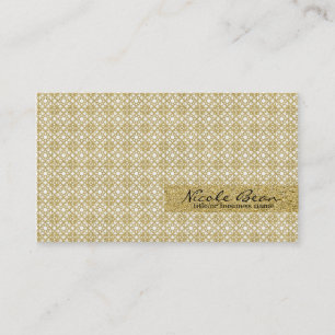 Carte De Visite Or Blanc Feuille de Faux Métal Design Moderne Élég