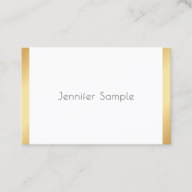 Carte De Visite Or Blanc moderne professionnel élégant tendance (Devant)