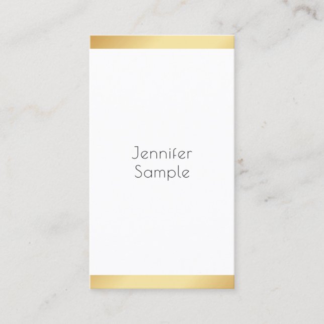 Carte De Visite Or Blanc moderne professionnel personnalisé tendan (Devant)