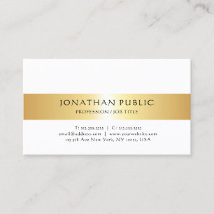 Carte De Visite Or Blanc Moderne Professionnel Simple Design Chic