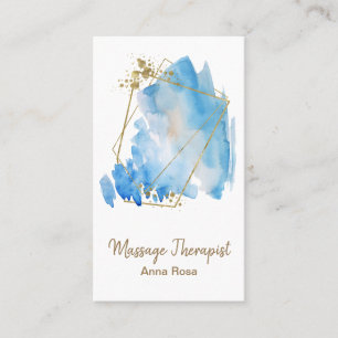 Carte De Visite Or bleu d'aquarelle d'abrégé sur massage de Reiki
