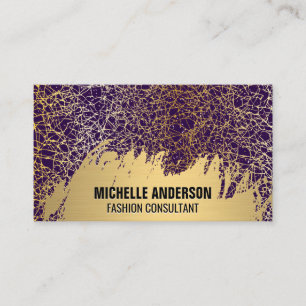 Carte De Visite Or brossé Gold Purple Texture