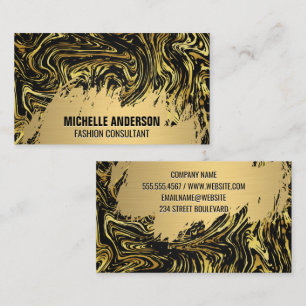 Carte De Visite Or brossé Texture déformée en marbre