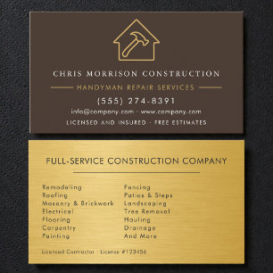 Carte De Visite Or Brun Métal Bricolage Construction