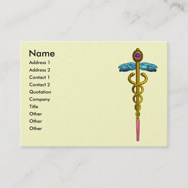 Carte De Visite OR CADUCEUS Médicale Symbole crème Pearl (Devant)