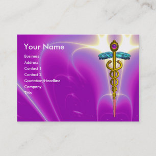 Carte De Visite OR CADUCEUS SERVICE MÉDICALE, DOCTEUR rose violet