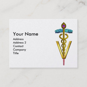 Carte De Visite OR CADUCEUS SYMBOLE VÉTÉRINAIRE Purple Pearl