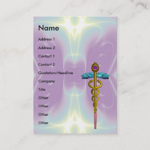 Carte De Visite OR CADUCUS, DOCTEUR ; SERVICE MÉDICALE, Violet Tur