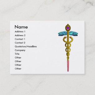 Carte De Visite OR CADUCUS, MÉDECIN, SERVICE MÉDICALE Purple Blanc